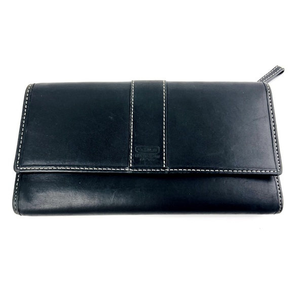 Coach Black Hamilton Leather Vintage Trifold 90s Classic Wallet - Picture 1 of 8
